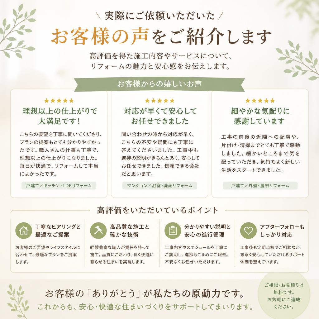 お客様の声（口コミ）
