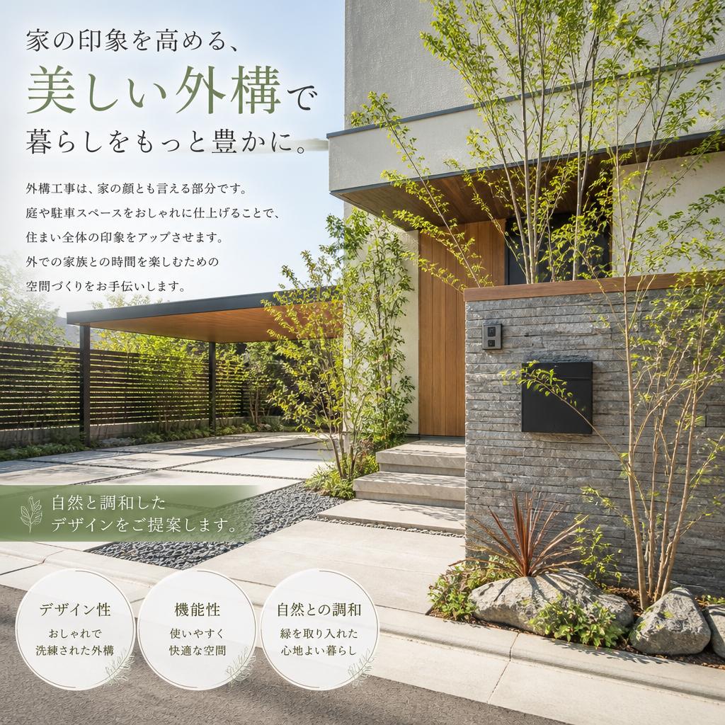 充実した外構工事で空間を広げる