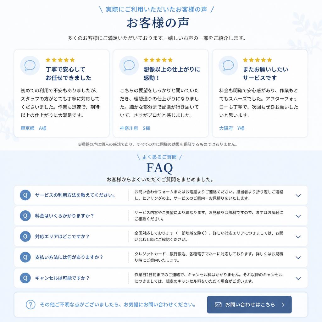 お客様の声・よくある質問