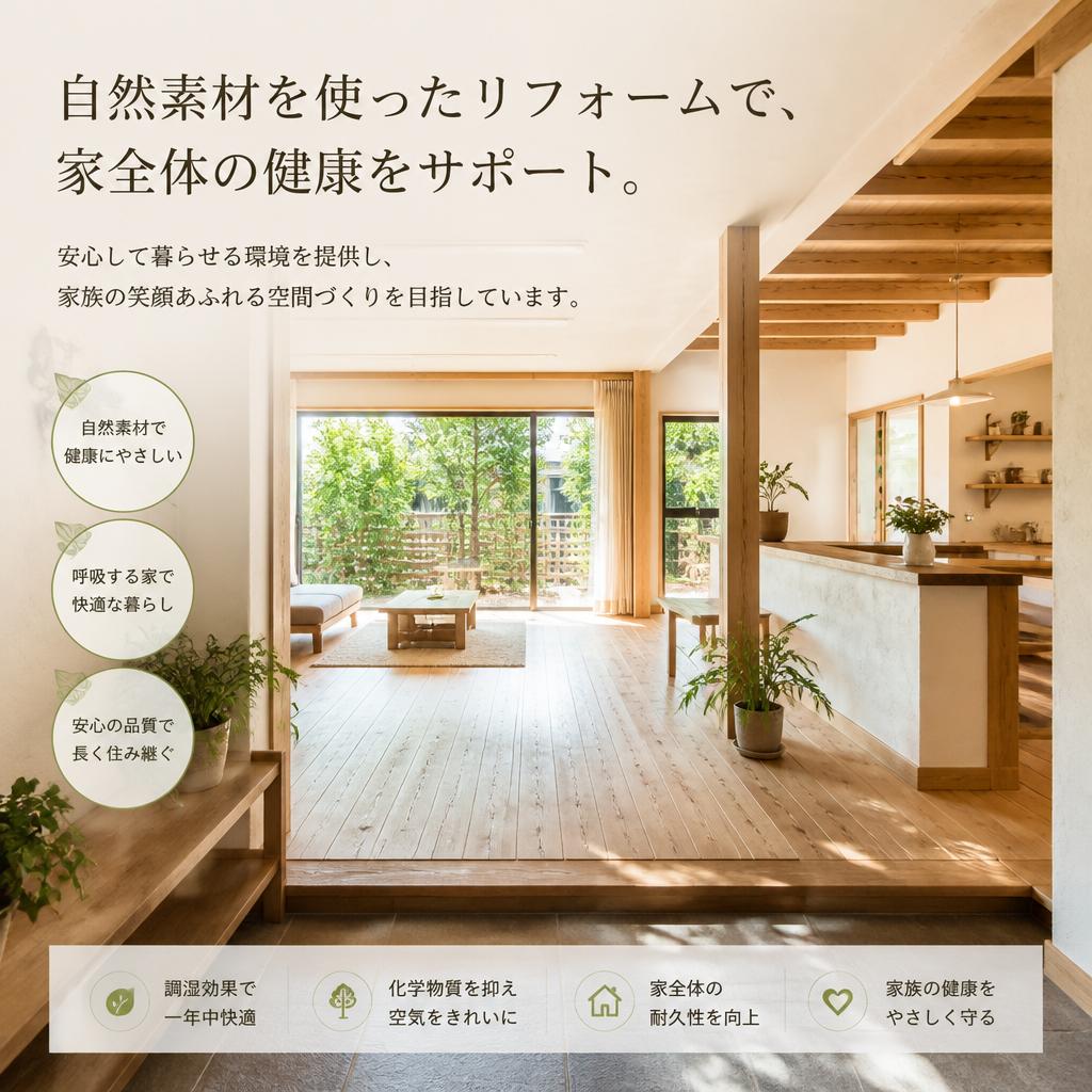 自然素材の家で健康的な暮らし