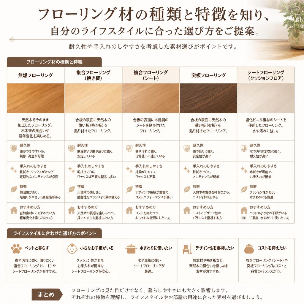 フローリング材の選び方のコツ