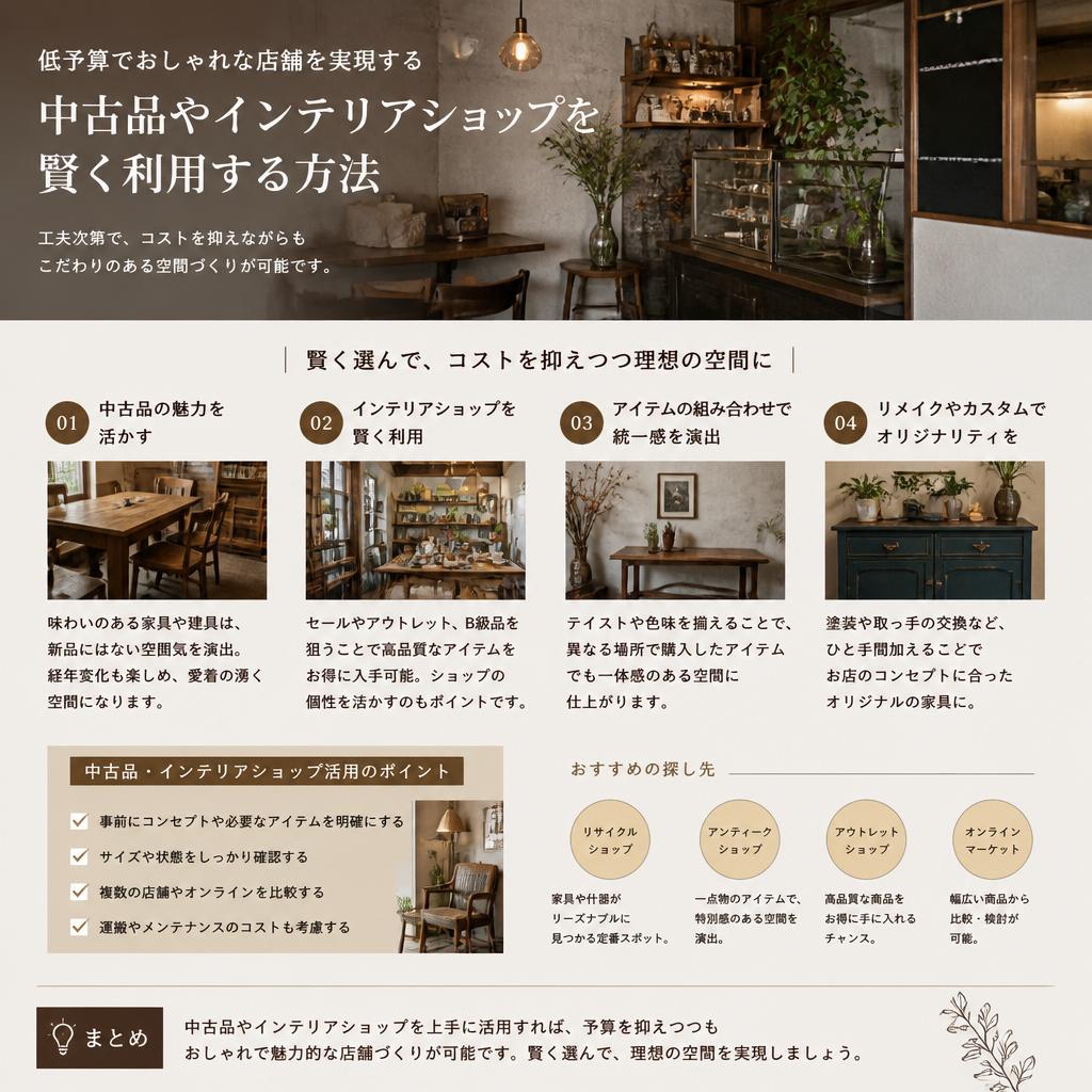 3. 中古品やインテリアショップを活用したコスト削減