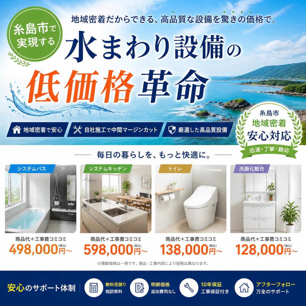 糸島市で実現する水まわり設備の低価格革命