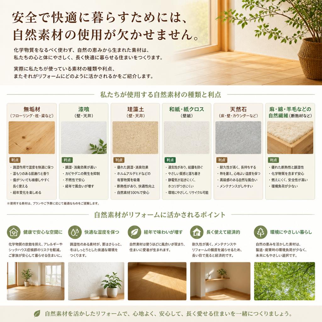 選べる自然素材とその利点