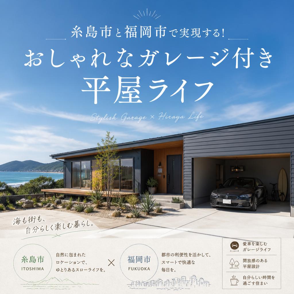 糸島市と福岡市で実現する！おしゃれなガレージ付き平屋ライフ