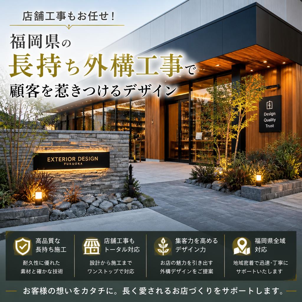 店舗工事もお任せ！福岡県の長持ち外構工事で顧客を惹きつけるデザイン