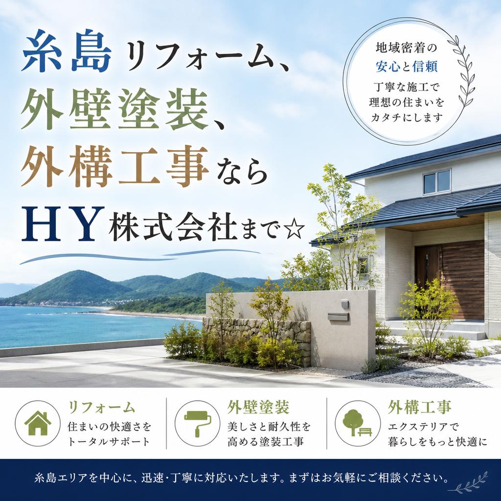 糸島リフォーム、外壁塗装、外構工事ならHY株式会社まで☆