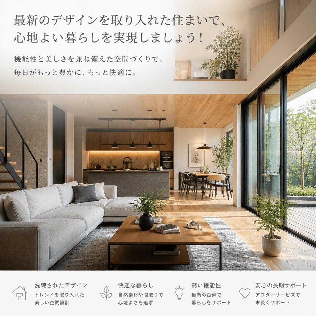 最新のデザインを取り入れた住まいで、心地よい暮らしを実現しましょう！