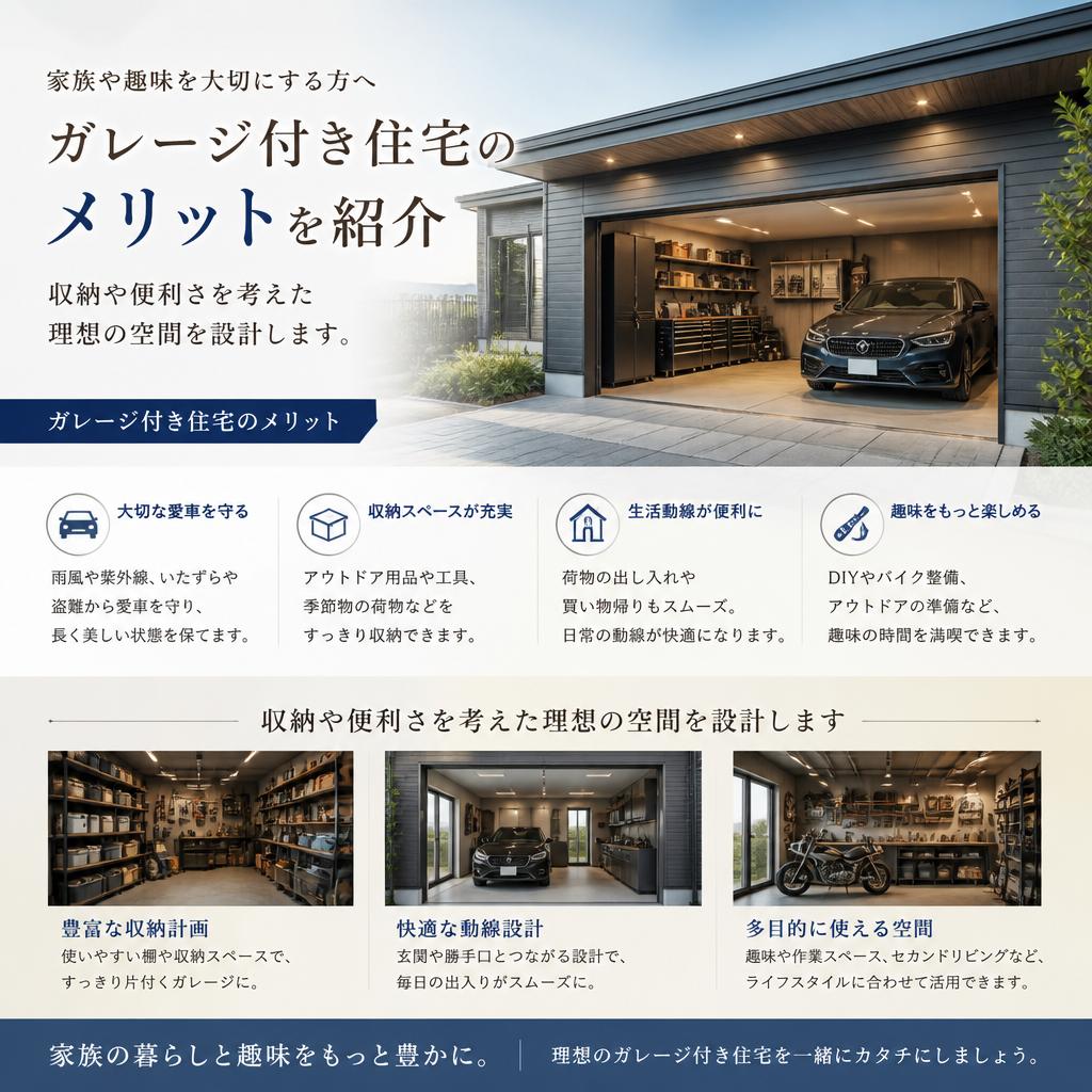 ガレージ付きの快適な暮らし