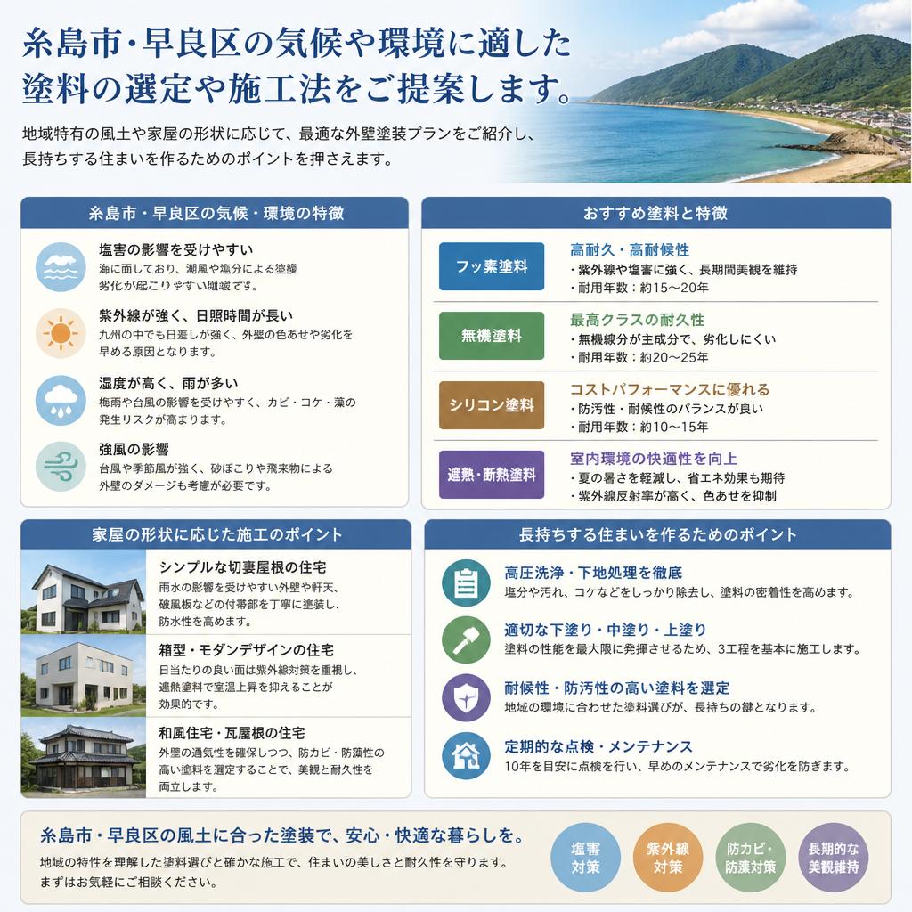 糸島市・早良区の特性に応じた塗装プラン