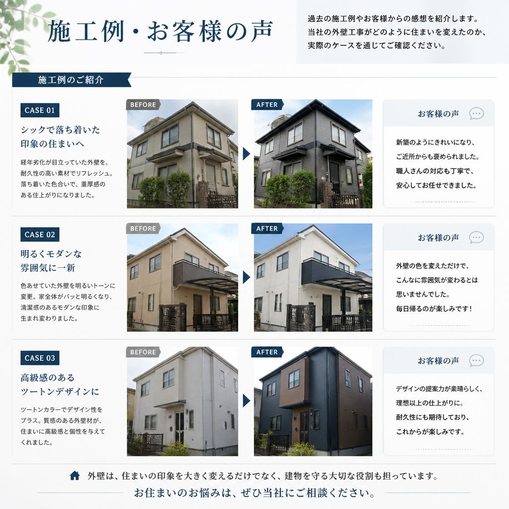 お客様の声：施工例とお客様の満足度