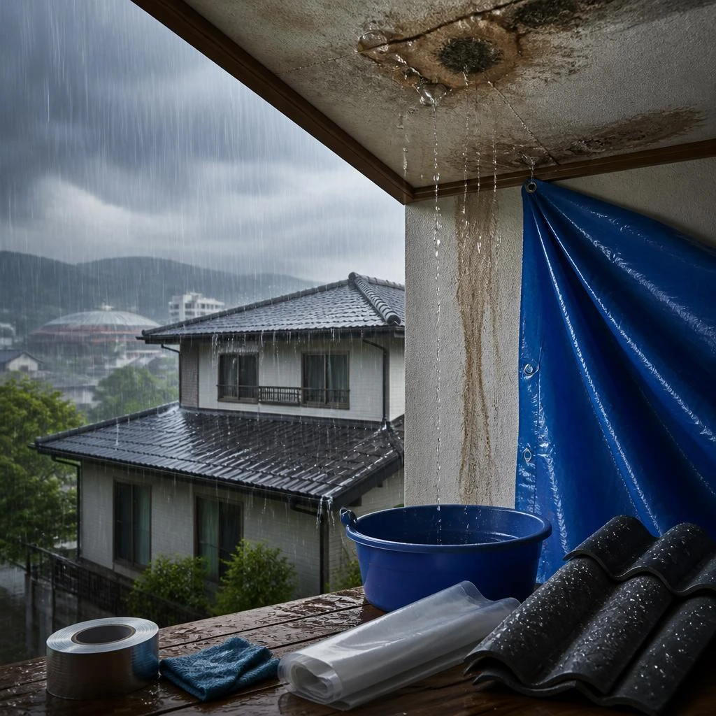  福岡で突然の雨漏り！屋根修理の応急処置と業者選びのポイント